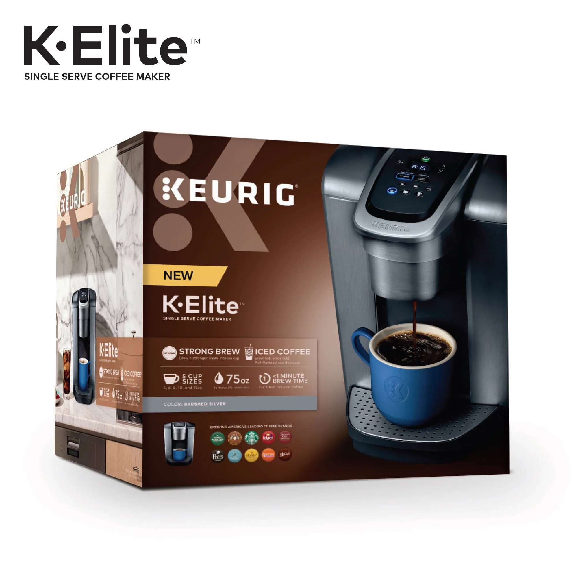 Keurig K-Elite, Single Serve K-Cup Pod Coffee Maker, Brushed Gold