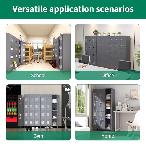Metal Locker 3 Doors Storage Lockers for Employee,72" Tall Locker with Shelves and Hooks Steel Sports Locker for Office School Office Gym Home Garage