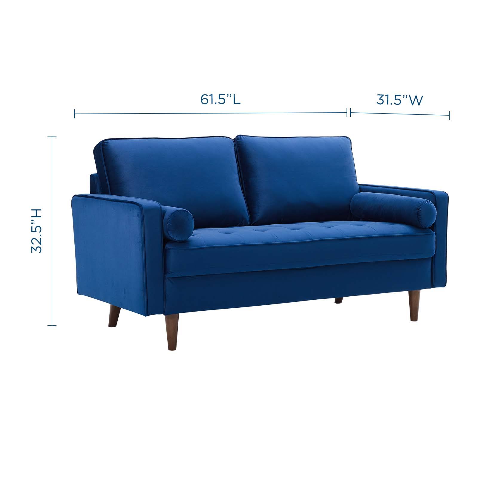 Modway Valour Performance Velvet Loveseat - Navy
