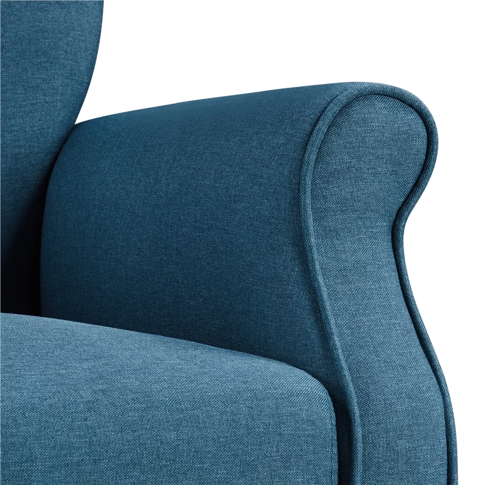 Yaheetech 2pcs Modern Upholstered Accent Chair with Wooden Leg for Living Room, Navy Blue