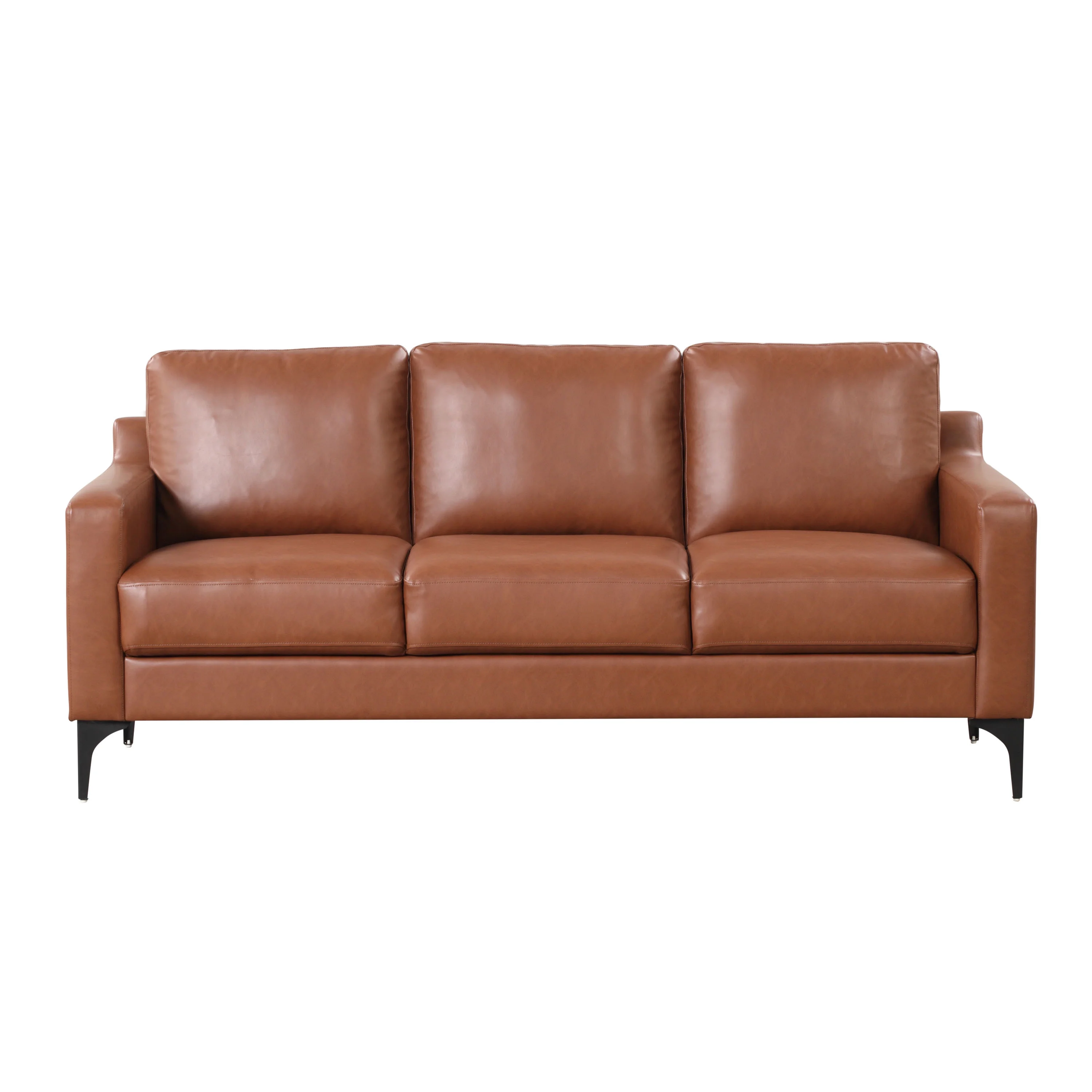 Serta Hemsworth Mid-Century Modern Style Sofa, Brown Faux Leather - Radiant Selections