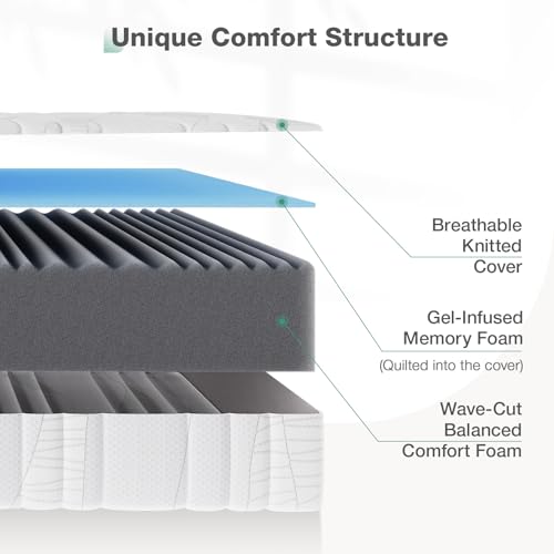 Novilla Twin Mattress, 12 Inch Gel Memory Foam Mattress Twin in a Box, Bamboo Charcoal Foam & Breathable Soft Cover for Clean, Peaceful Sleep