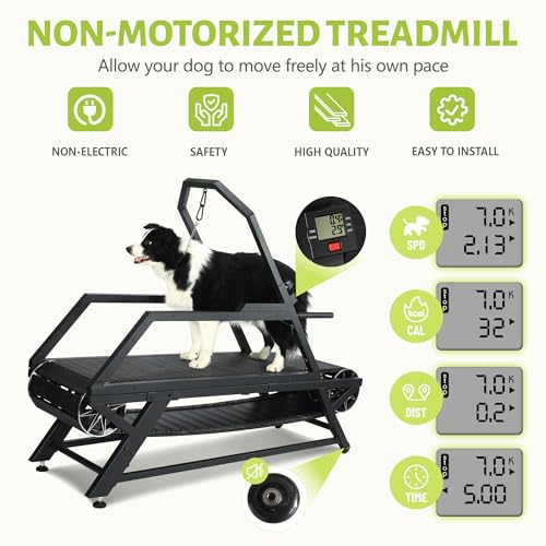 Dog Treadmill for Large/Medium Dogs, Non-Electric Canine Treadmill with Step Counter Dog Tred Treadmill for Indoor/Outdoor Up to 300lbs