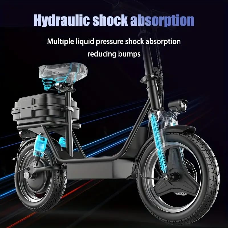 Electric Scooter Adults, 28 MPH Top Speed, 35 Miles Range,14'' Fat Tire Scooter for Commuter & Sport, Detachable Seat & Adjustable Handlebar