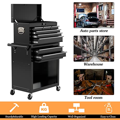 8-Drawer High Capacity Rolling Tool Chest, Removable Cabinet Storage Tool Box with Wheels and Drawers