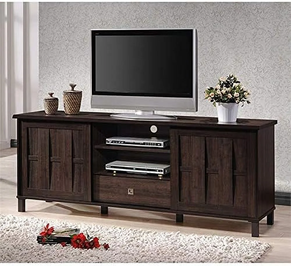 TV Stand Console Entertainment Center In Dark Brown