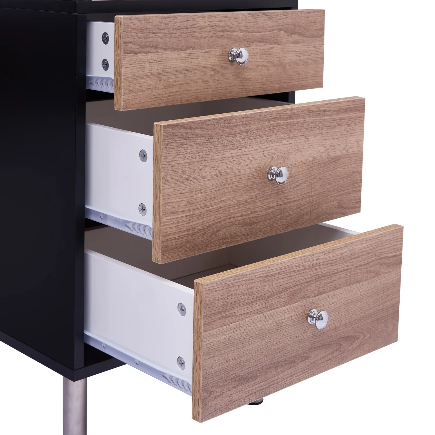 Home Imports Emporium Elsy 4-Drawer Two-Tone Small Desk with Storage, Power Outlets, USB Ports Charging Station, Wooden Computer Table Desk Black/