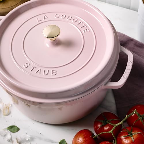STAUB Cast Iron Dutch Oven 5.5-qt Round Cocotte, Made in France, Serves 5-6, Black Matte