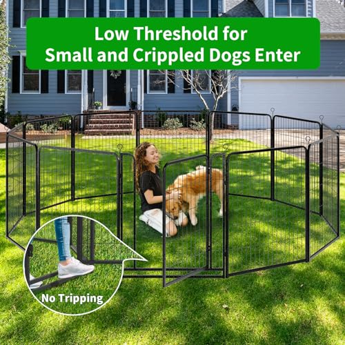 Dog Playpen Outdoor Extra Wide 12 Panels Heavy Duty Anti-Rust Coating-Strengthened Dog Fence 40" Height with Doors Portable for RV Camping Yard