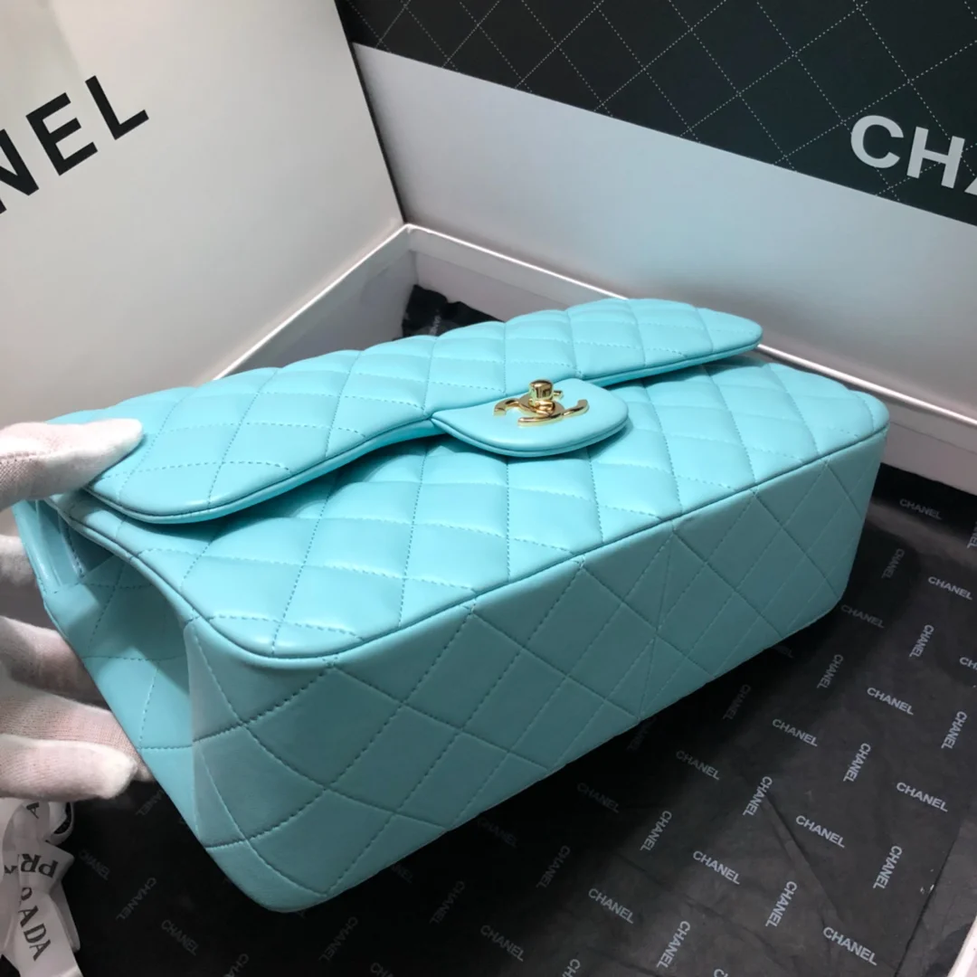 Chanel Large Classic Handbag Gold Hardware Blue For Women, Women&rsquo;s Handbags, Shoulder Bags 11.8in/30cm
