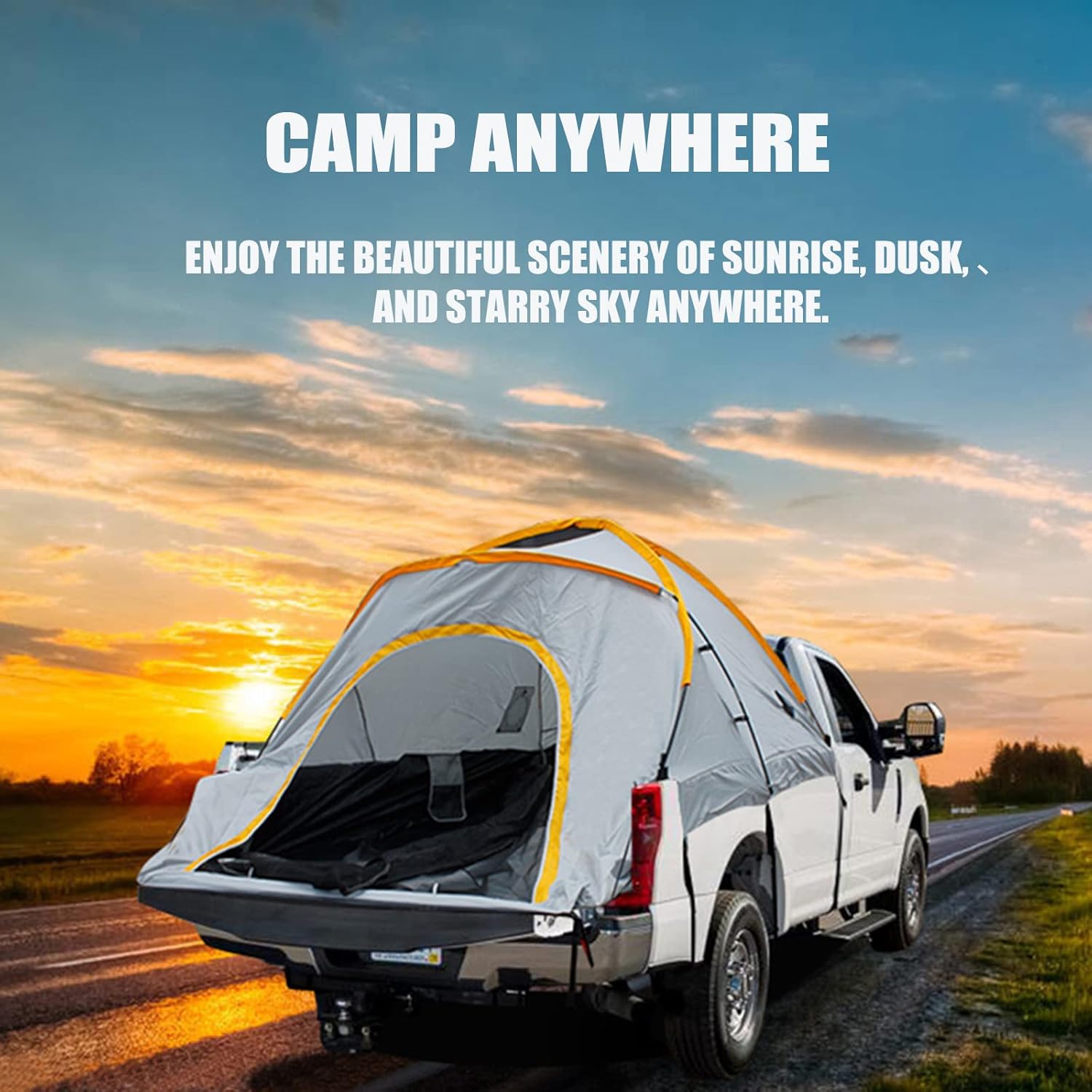 Pickup Truck Tent, Waterproof Double-Layer PU2000mm for 2 Persons, Portable Truck Bed Tent, 5.5'-5.8' Camping Preferred