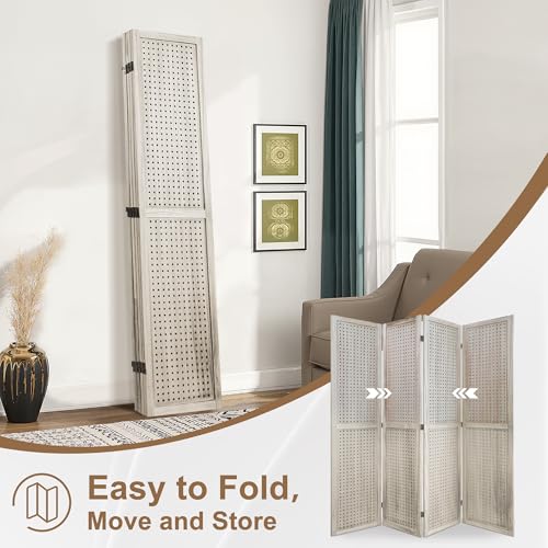 Osparple Room Divider with Shelves 6 Panel Wooden Folding Room Dividers Privacy Screen Wall Divider for Room Separation for Office and Apartment