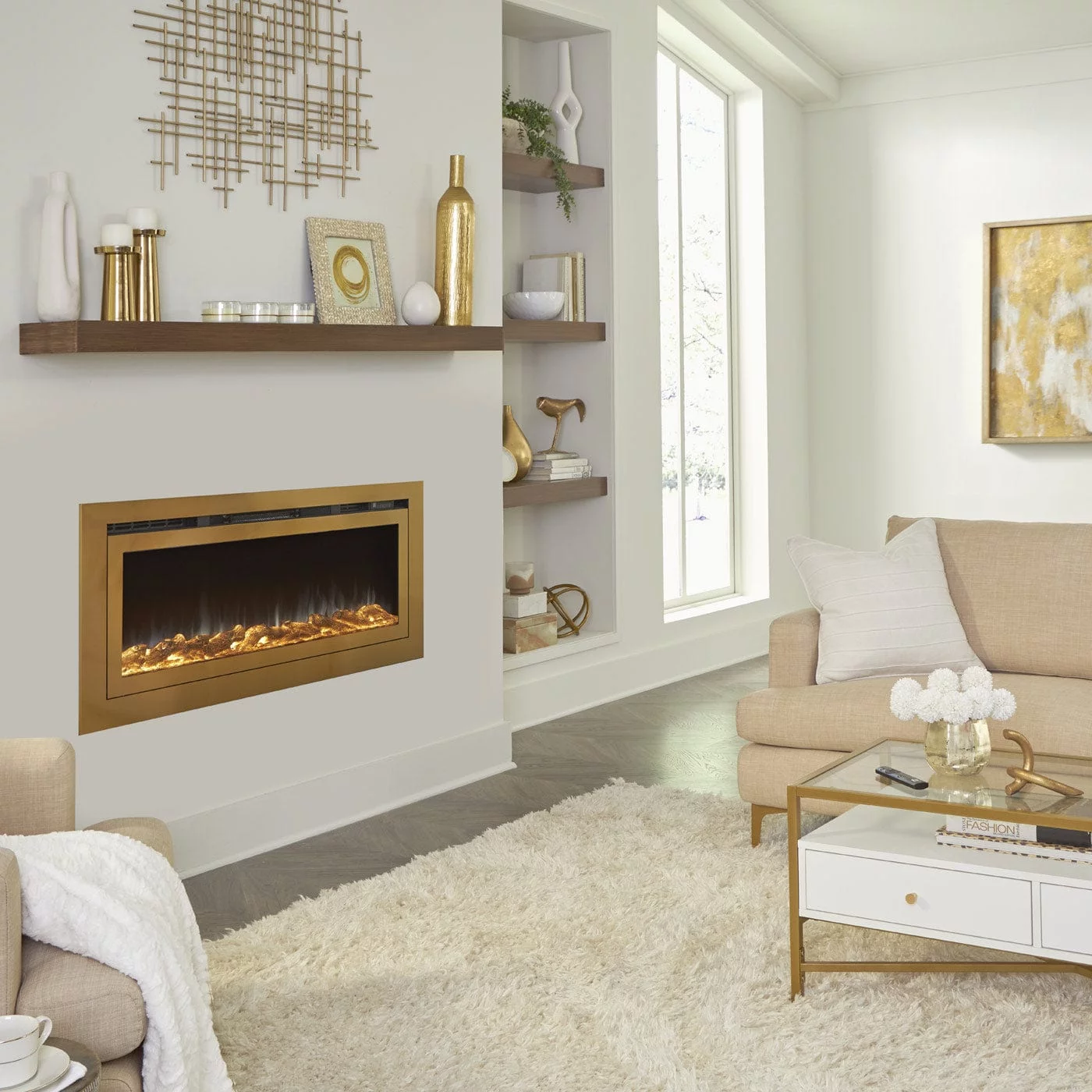 The Sideline Deluxe Gold 50" 86275 Recessed Smart Electric Fireplace