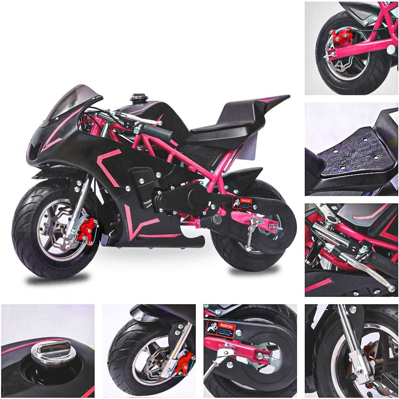 FRP Mini Gas Pocket Bike 01 On 40cc 4 Stroke, Support Up to 165 lbs, EPA Approved, Perfect Mini Pocket Bike for Kids