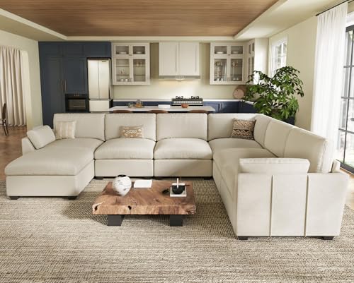 Belffin Extra Large Modular Sectional Sofa,106.3" 4-Seater L Shaped Couch,Velvet Convertible Sectional Couches for Living Room