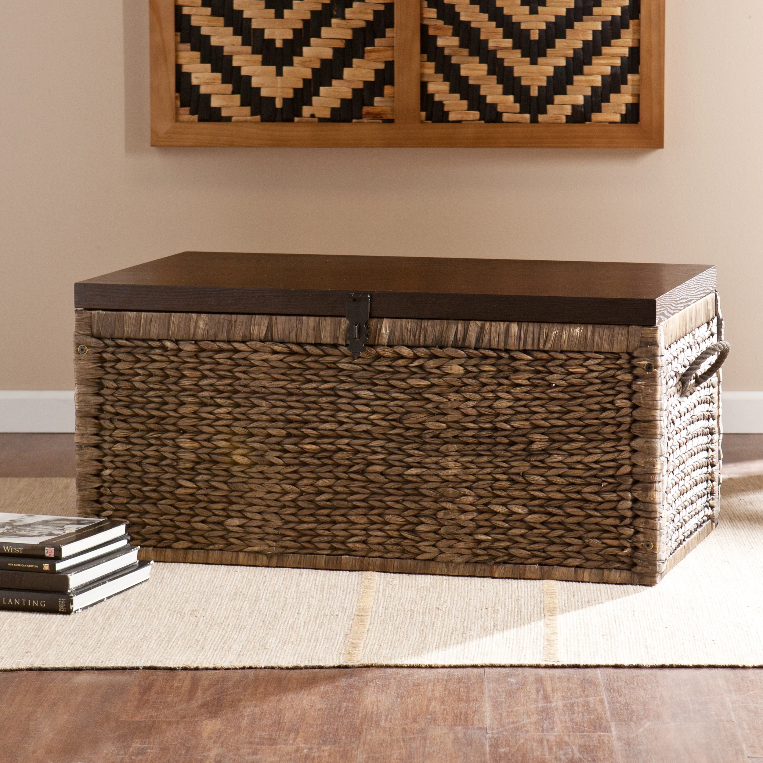 Samford Water Hyacinth Storage Trunk, Blackwashed with Espresso