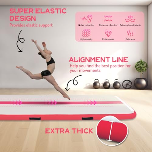 FEATH-R-LITE 10/13ft Inflatable Gymnastics Tumble Track Tumbling Mat 4in Thick Air Floor Tumble Track with Electric Pump for Cheer