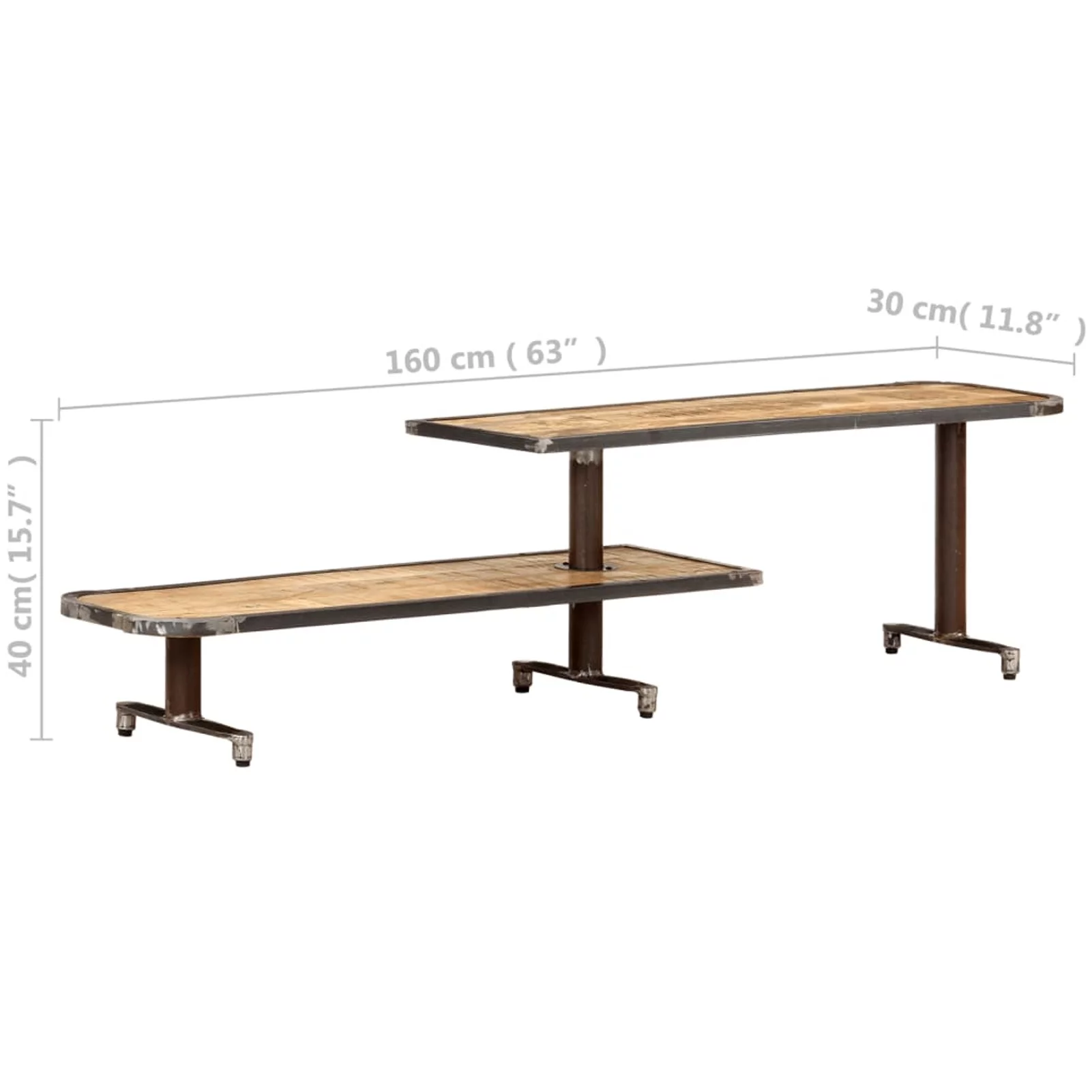 Dcenta TV Cabinet 63in x 11.8in x 15.7in Solid Mango Wood Television Stand Sofa End Table for Living Room Home Furniture