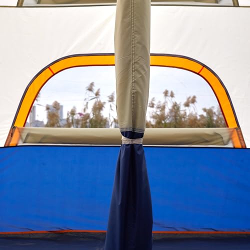 KTT Extra Large Tent 10-12-14 Person(Style-B),Family Cabin Tents,2 Rooms,3 Doors and 3 Windows with Mesh,Straight Wall,Waterproof,Double Layer