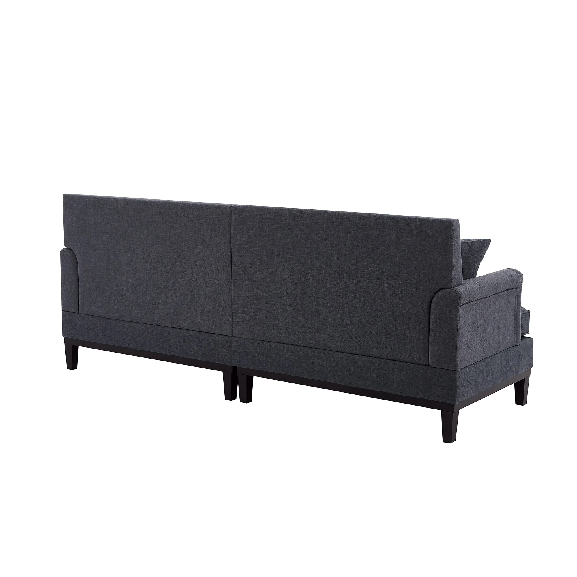 Black Country Upholstered Loveseat Couch with 2 Pillows Deep Seat Settee and Metal Legs 2-3 People Seat Love Seat Sofa