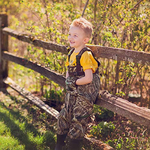 Kids Neoprene Waterproof Fishing Waders Camo 10/11, Green