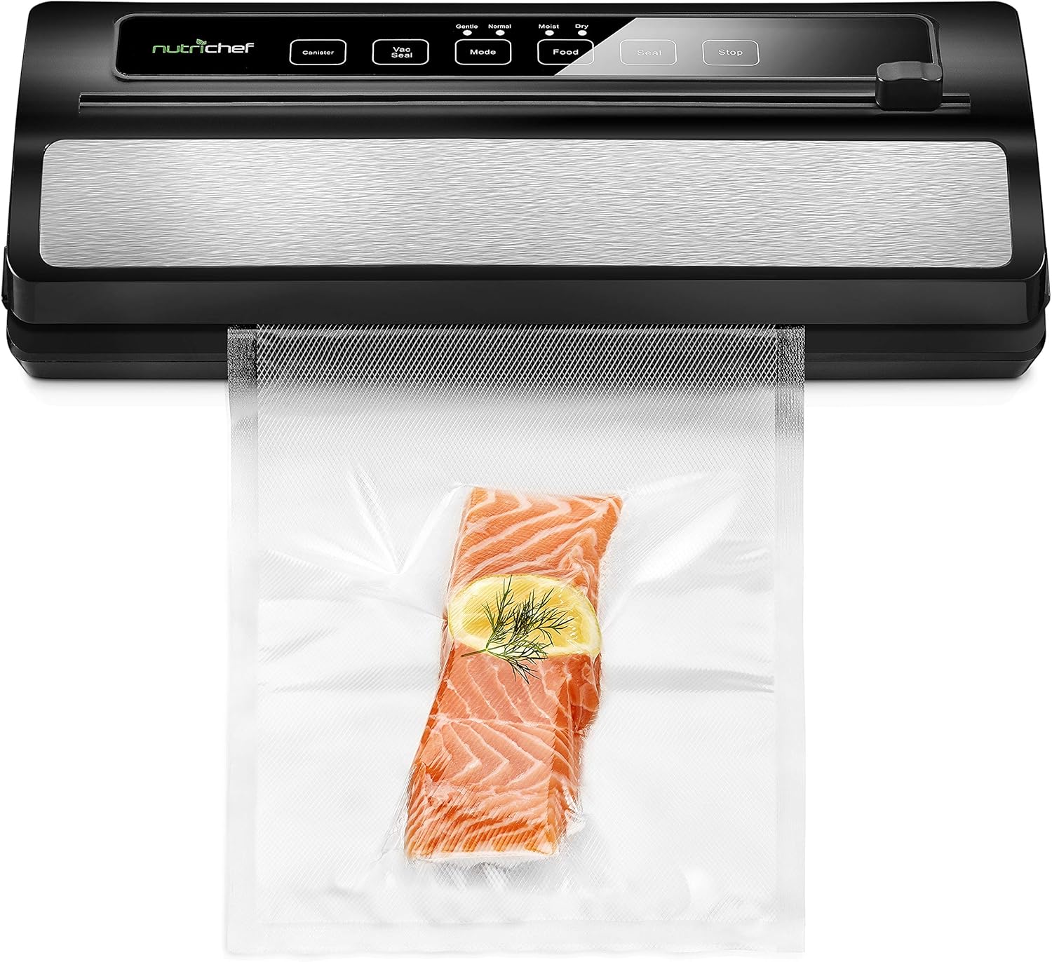 NutriChef Vacuum Sealer | Automatic Vacuum Air Sealing System For Food Preservation w/ Starter Kit | Compact Design | Lab Tested | Dry & Moist Food