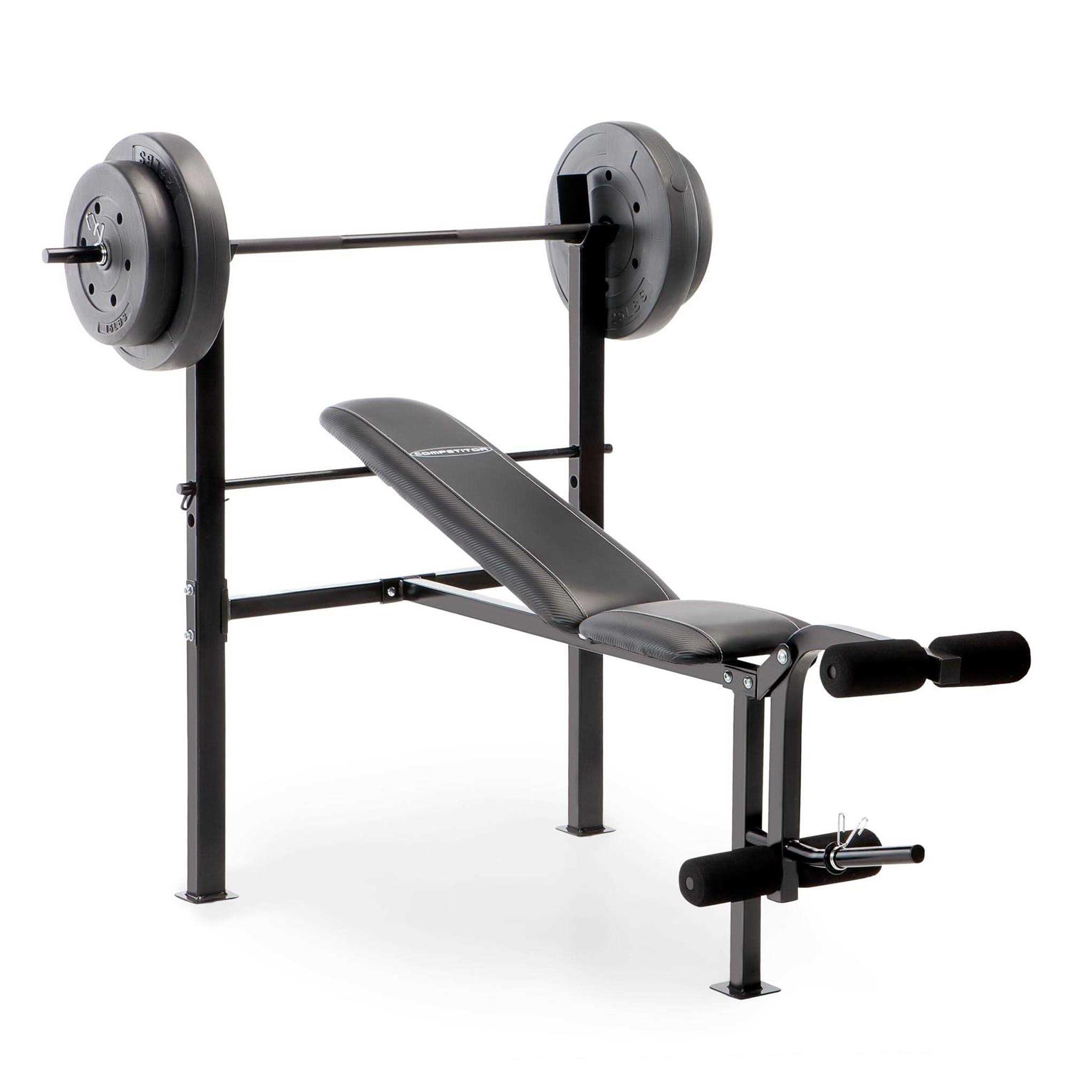 Marcy Competitor Standard Adjustable Weight Bench with 80 lb. Weight Set - Sports Supplies Online Store