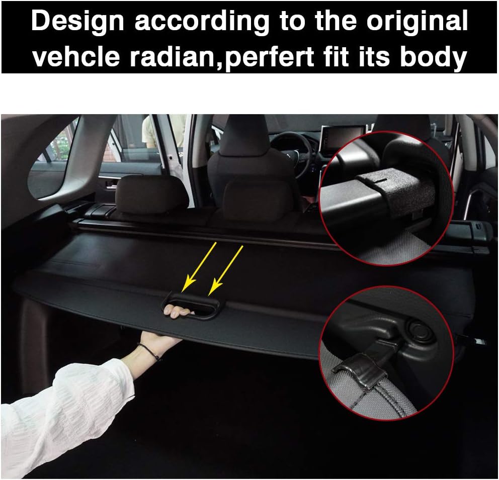 Powerty Only Fit for Cargo Cover Jeep Cherokee 2019 2020 2021 2022 Retractable Rear Trunk Security Cover Shielding Shade Black No Gap( (Not for Grand