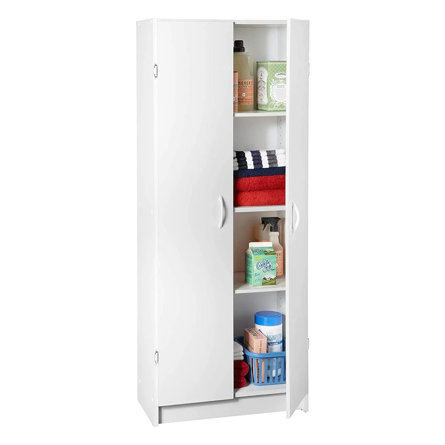 YINCHEN Pantry Cabinet Cupboard with 2 Doors, Adjustable Shelves, Standing, Storage for Kitchen, Laundry or Utility Room, White