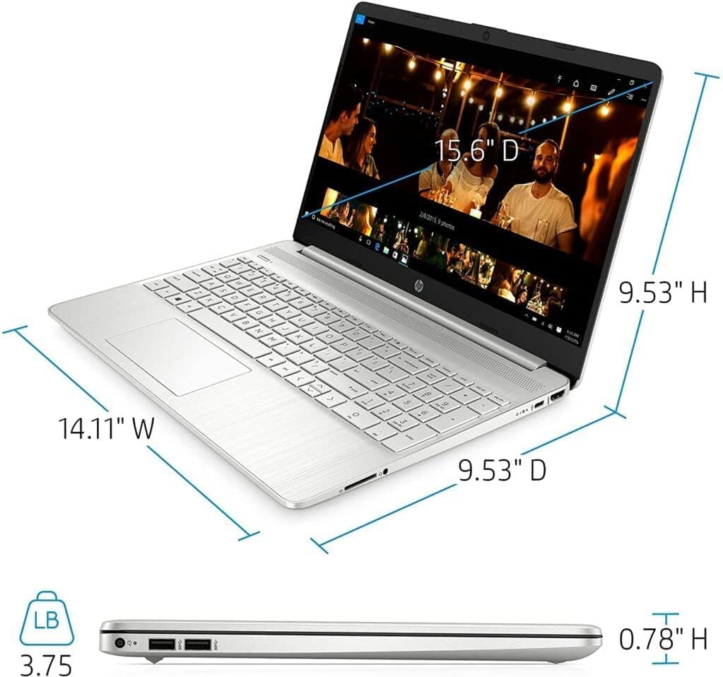 HP Newest Laptop, 15.6'' Full HD Screen (1920 x 1080), AMD Athlon Silver 3050U Processor, 12GB RAM, 128GB SSD, Media Card Reader, USB Type-C, Wi-Fi