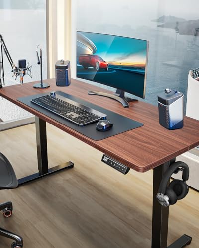 ErGear Height Adjustable Electric Standing Desk, 48 x 24 Inches Sit Stand up Desk, Memory Computer Home Office Desk with Two-Piece Desktop (Walnut)