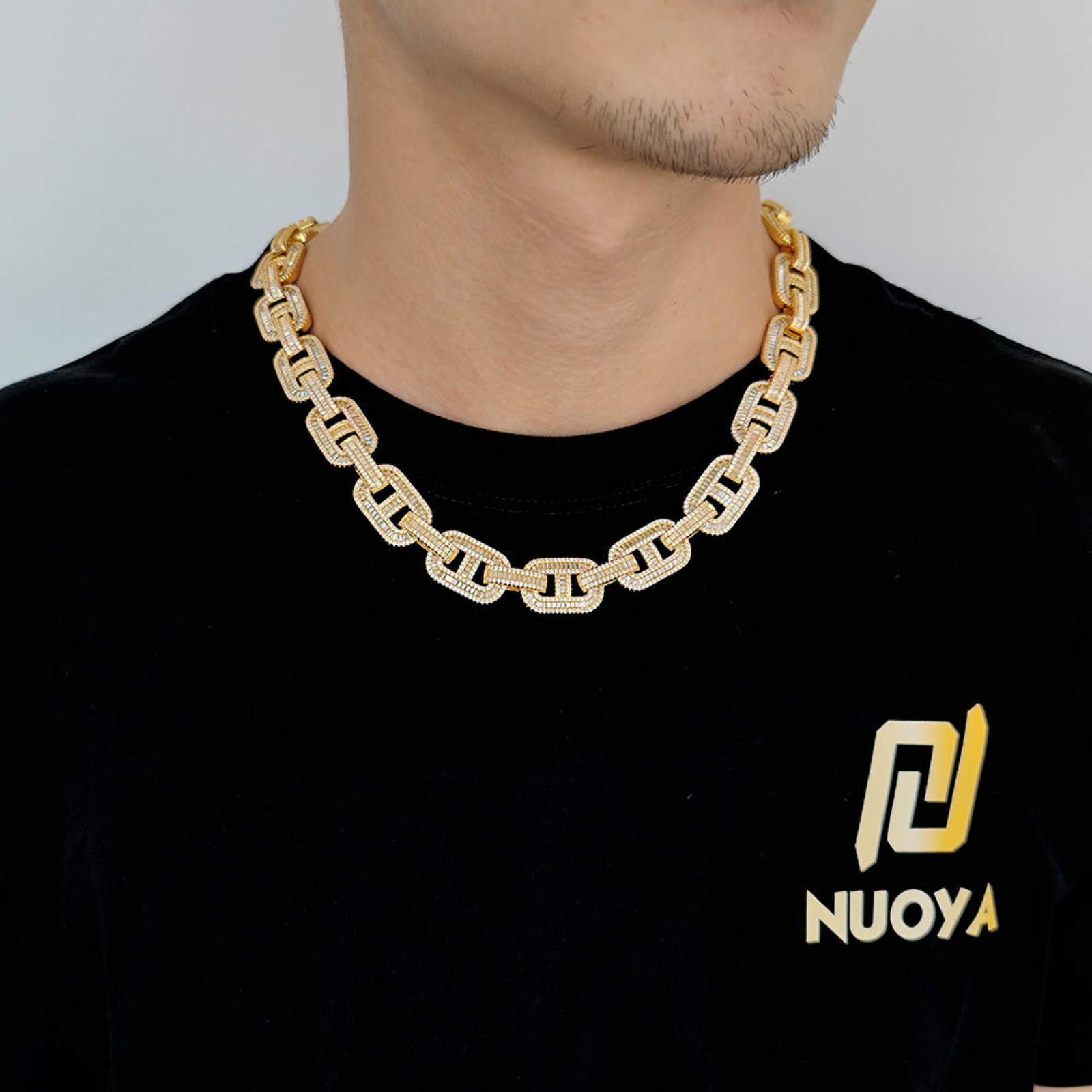 Solid Thick Miami Cuban Link Chain for Men, Width 15mm Big Iced Out Men Cuban Chains, Sparkling Hip Hop Cuban Link Necklace, 16-24 Inch