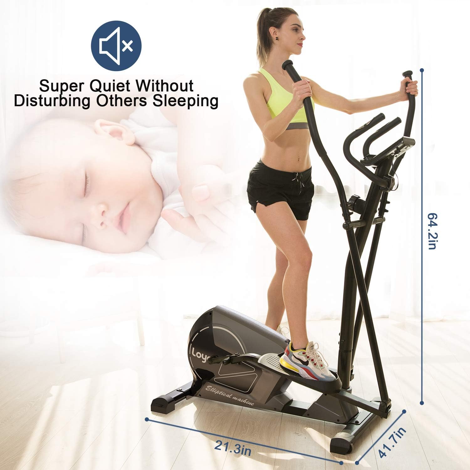 Loyo Elliptical Exercise Machine,Magnetic Elliptical Trainer Machine with 3PC Crank