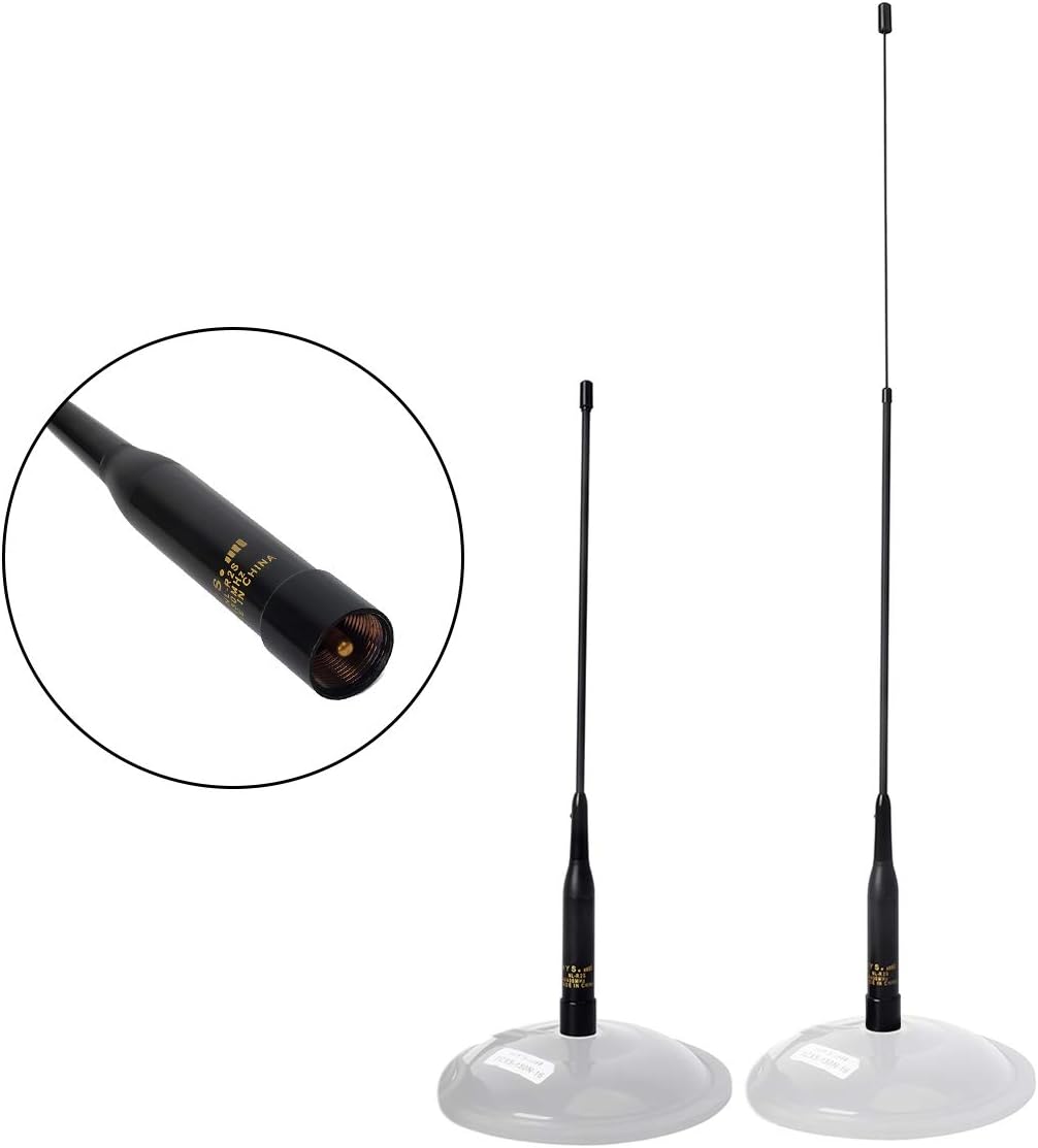 Dual-Band 2meter 70cm Mobile Radio Antenna NL-R2S 20inch Soft Telescopic Antenna 137-174/180-260(Receive only)/400-480MHz with Clip and 5m Cable