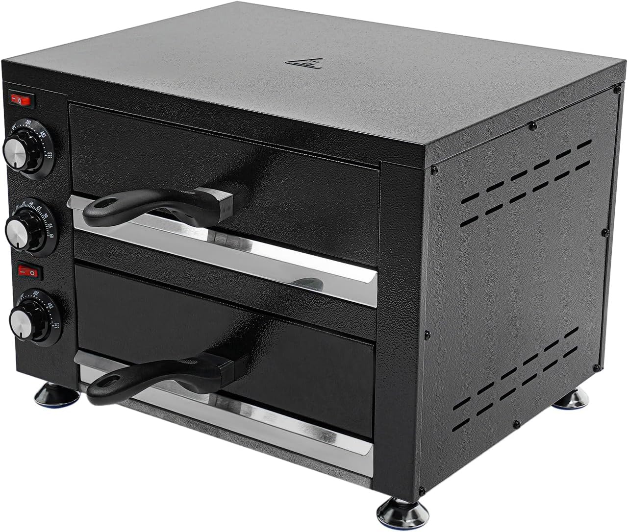 2 Tier Pizza Oven 2200W Stainless Steel Electric Pizza Oven with Trays and Timer