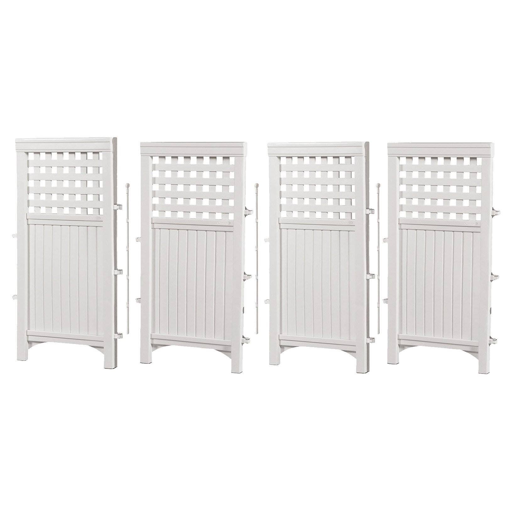 Suncast Outdoor Garden Yard 4 Panel Screen Enclosure Gated Fence, White - 2 pack