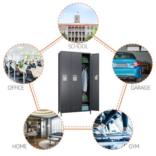 6 Door Metal Storage Locker 18 Hooks,Metal Locker for Employees with Lock for School Garage Office Gym Bedroom,Assembly Required