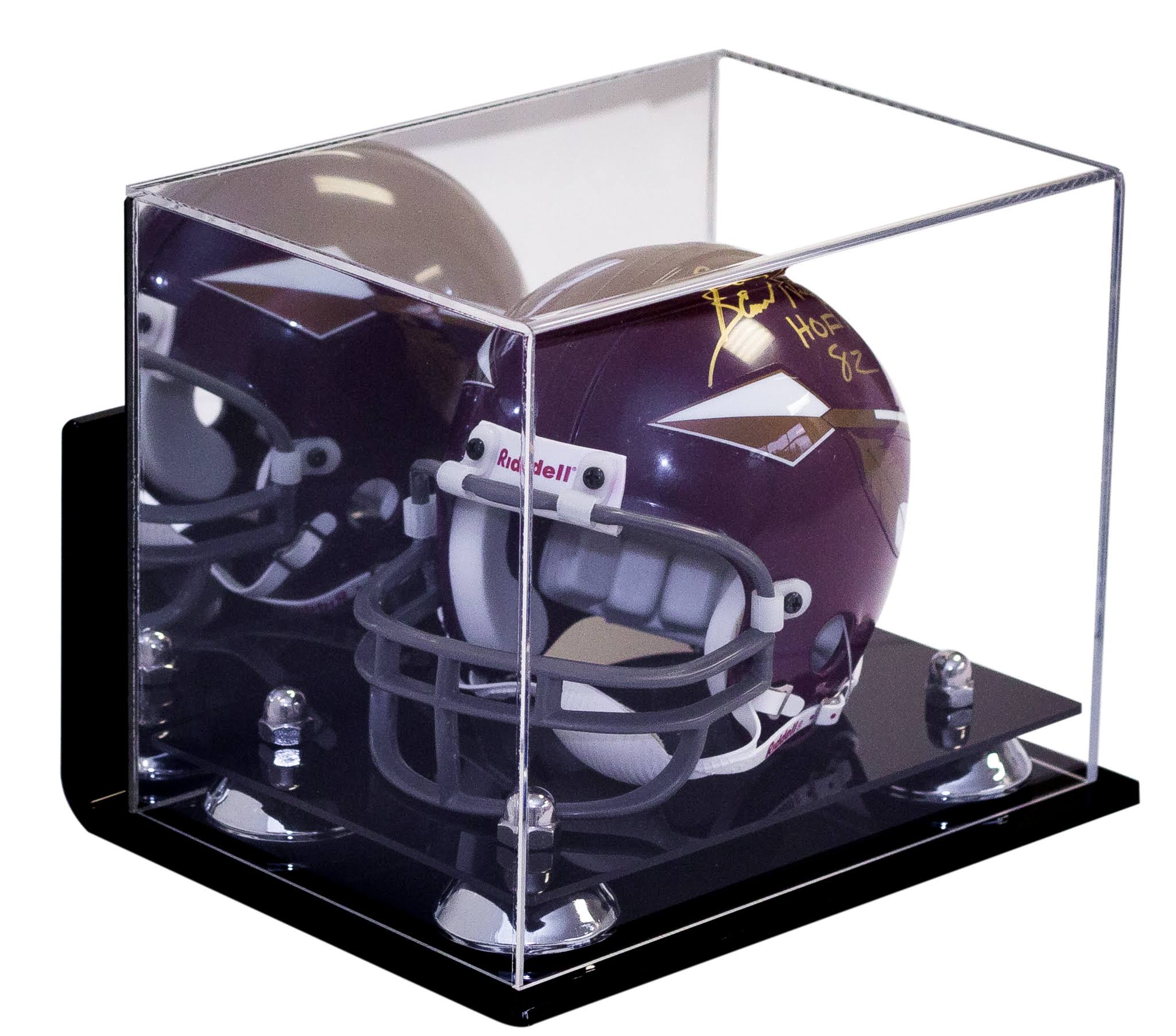 Versatile Deluxe Clear Acrylic Display Case - Small Rectangle Box with Black Risers 8.25 inch x 6 inch x 6.75 inch (a003-br)