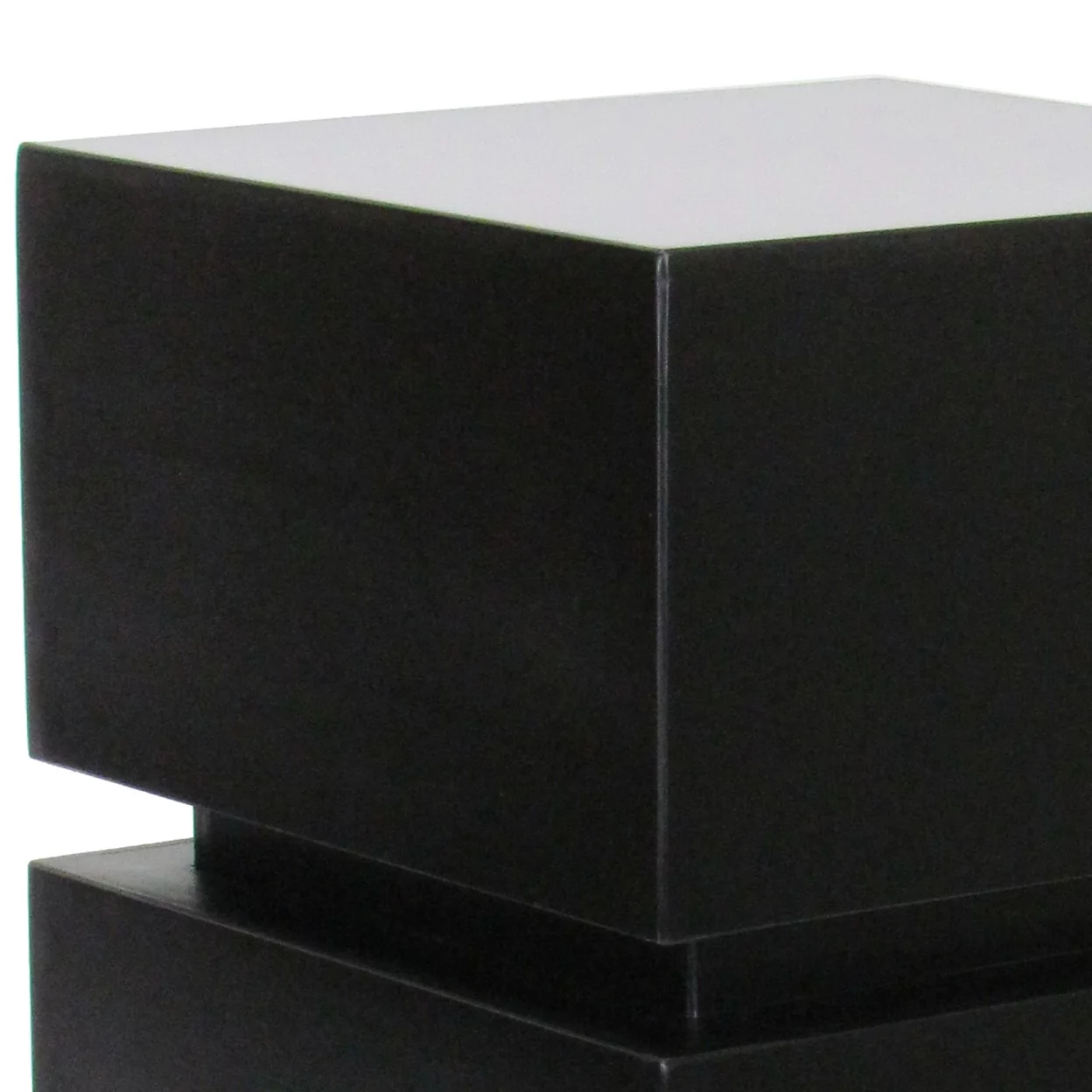 Wooden Pedestal Stand in Stacked Cube Design, Antique Black- Saltoro Sherpi