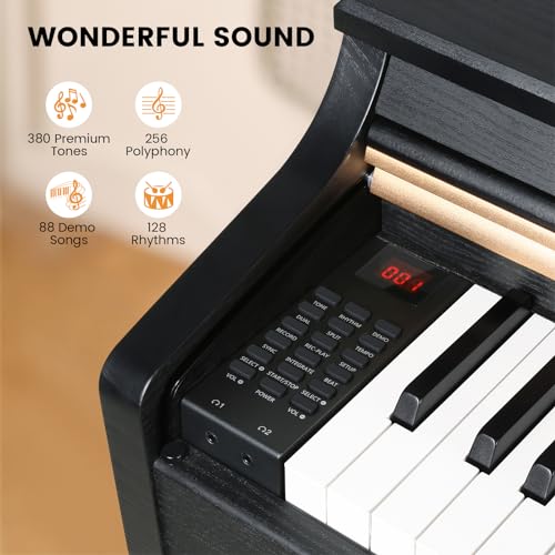 Fesley Digital Piano 88 Key Weighted Keyboard: Home Electric Pianoforte With Hammer Action For Professional