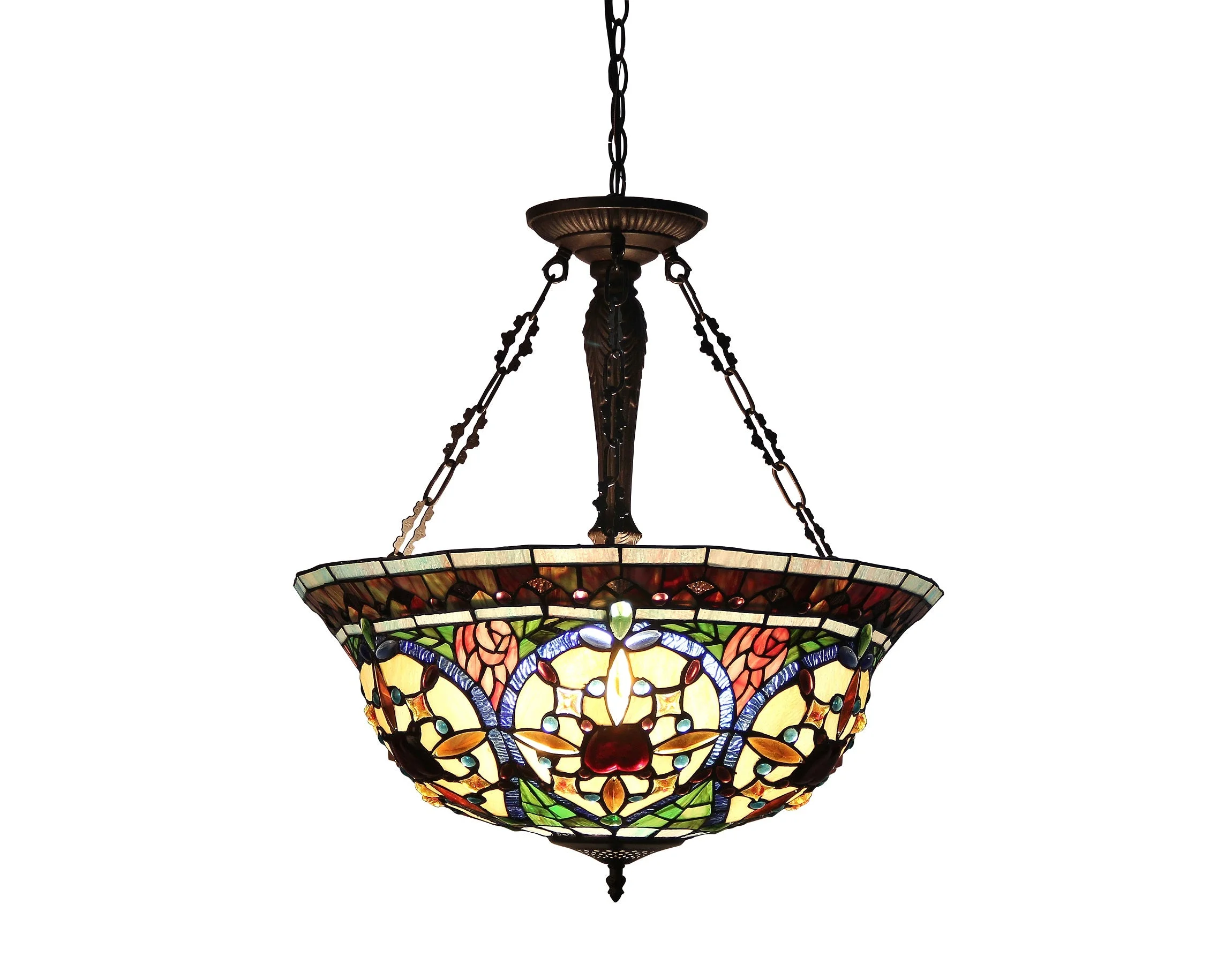 RADIANCE Goods Tiffany-Style 3 Light Victorian Inverted Ceiling Pendant 22" Shade