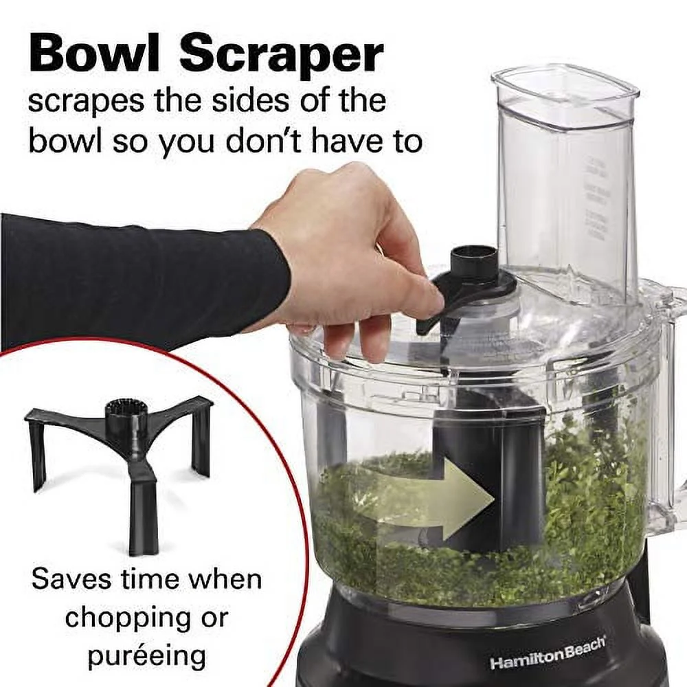 Hamilton Beach Food Processor & Vegetable Chopper for Slicing, Shredding, Mincing, and Puree, 10 Cups + Easy Clean Bowl Scraper