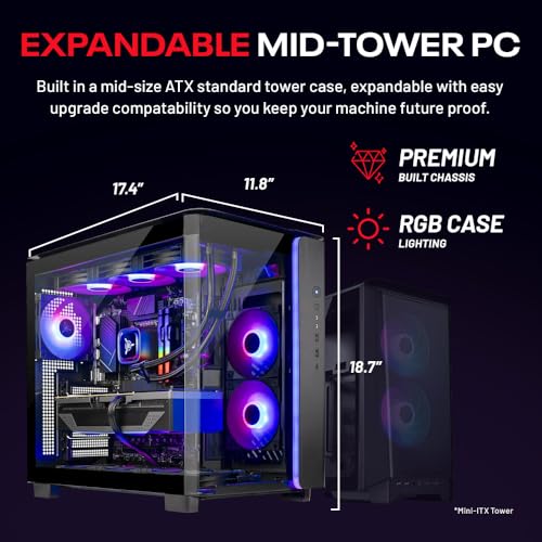 Skytech King 95 Gaming PC Desktop, Ryzen 7 9700X 3.8 GHz (5.5GHz Turbo Boost), NVIDIA RTX 5070 12GB GDDR7, 1TB Gen4 SSD, 32GB DDR5 RAM 6000 RGB