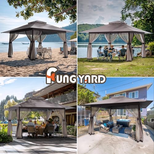 Outdoor Pop Up Gazebo 10x10 - Instant Canopy Tent with Mosquito Nettings