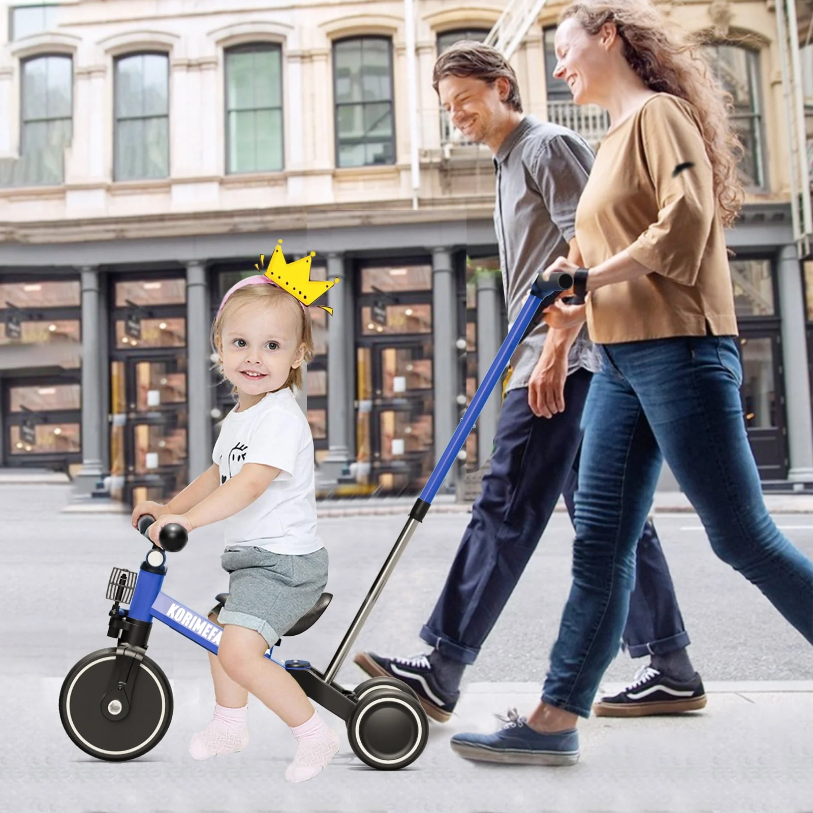 KORIMEFA Toddler Bike with Push Handle,Tricycles for 1 to 3 Years Old, Toddler Tricycle with Push Handle for Boy Girl, Baby Bike Balance Bike