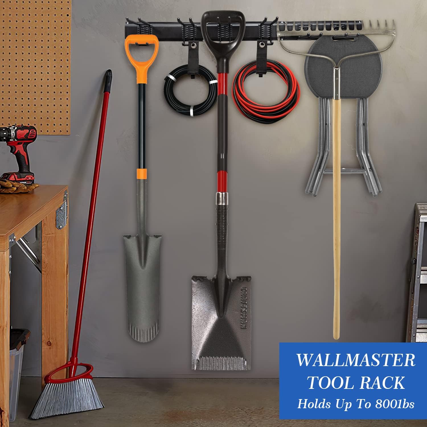 Heavy Duty Tool Storage Rack,Strengthen Garage Tool Organizer Wall Mount,Steel Garage Storage System