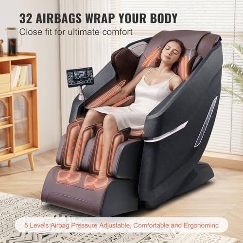 VEVOR Full Body Massage Chair, SL-Track Zero Gravity Massage Recliner, 3D Shiatsu, Body Scan, Heating, Bluetooth Speaker, Airbags for Living Room