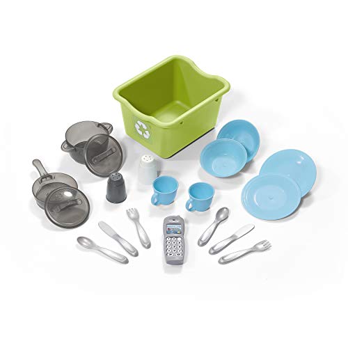 Step2 LifeStyle Custom Kitchen Set for Kids, Indoor/Outdoor Play Kitchen Set, Toddlers 2+ Years Old, 20 Piece Kitchen Toy Set, Easy to Assemble, Blue