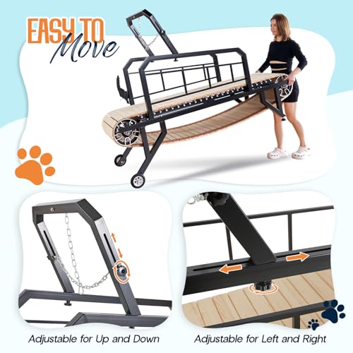 Albott Dog Treadmill for Large & Medium Dogs with Pace Adjustbable Brake and Roller Wheels, Enlarged Indoor Slatmill for Dogs to Keep Fit and Healthy