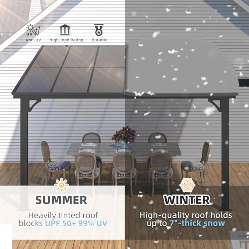 AECOJOY 10&rsquo; x 10&rsquo; Gazebo, Wall Mounted Gazebos Pergola on Clearance, Outdoor Patio Lean to Gazebo Awnings for Deck, Porch